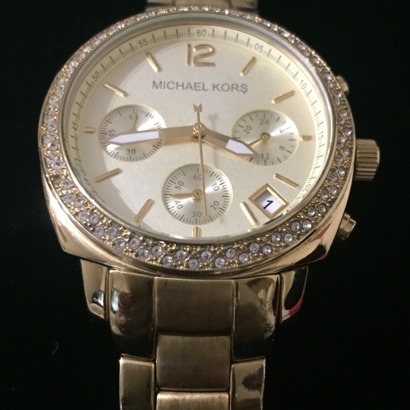 MICHAEL KORS LADIES GOLD TONE CHRONOGRAPH WATCH - Picture 1 of 3